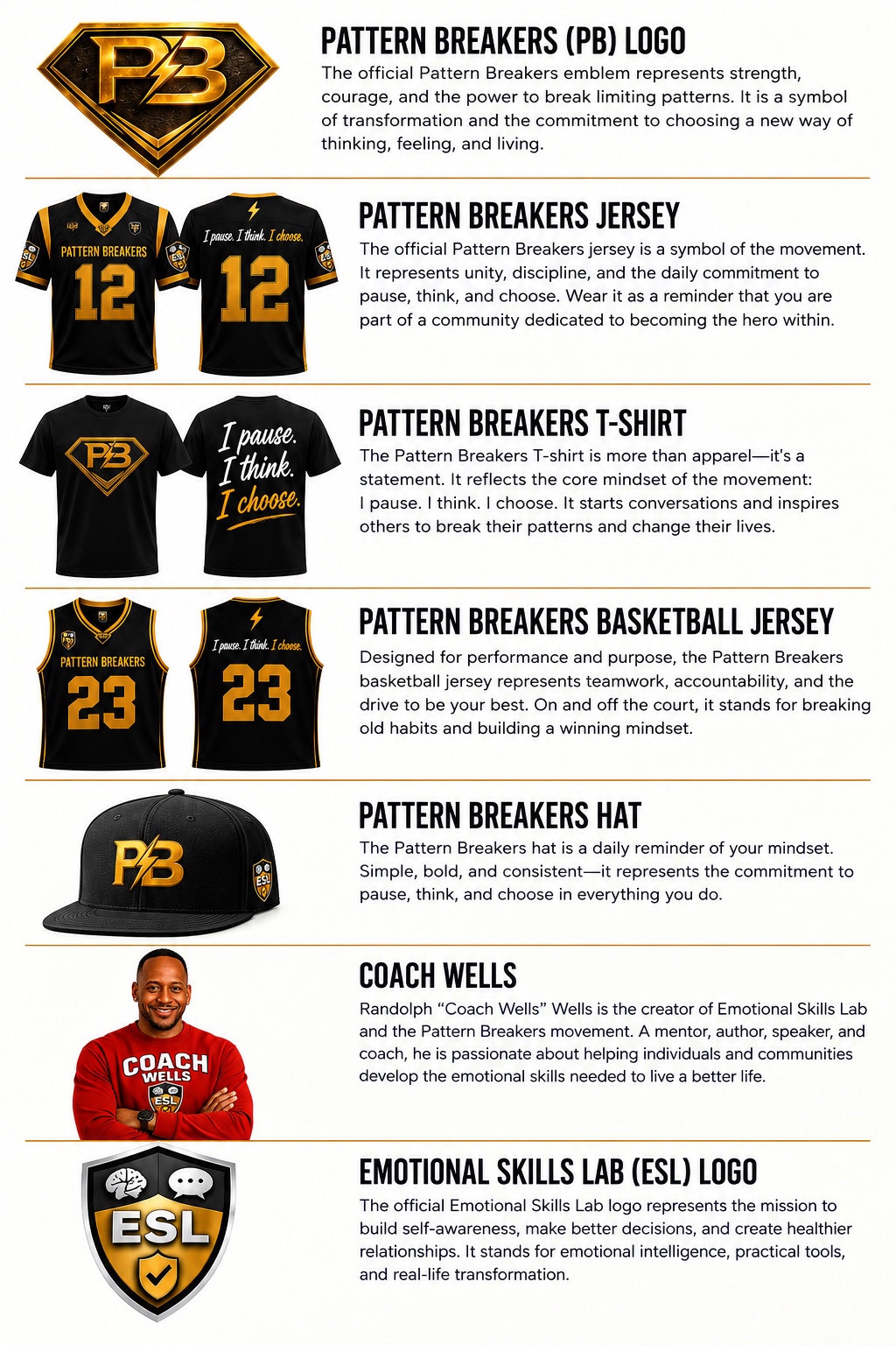 Pattern Breakers jerseys, T-shirt, and hat
